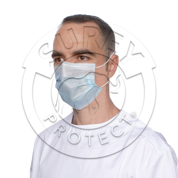 MASQUE 2 COUCHES AVEC ÉLASTIQUE NUQUE BLEU